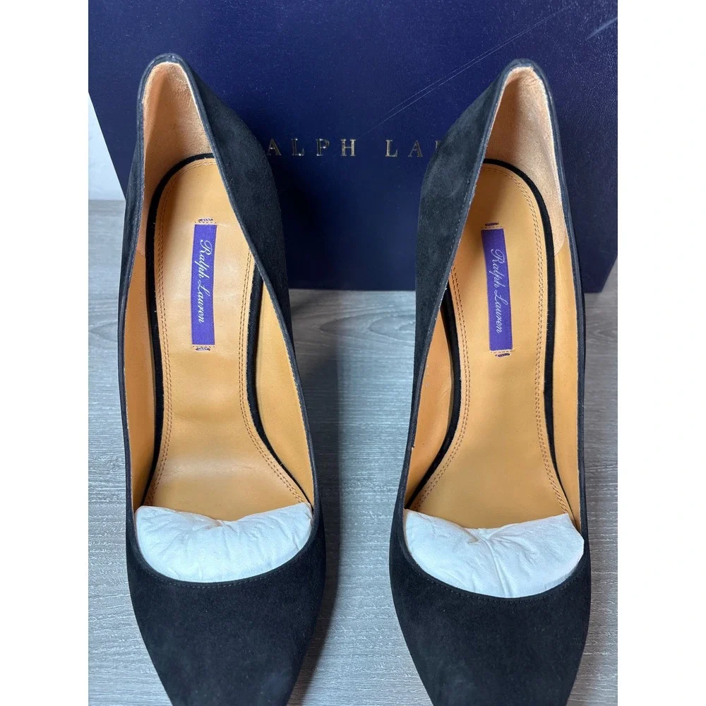 Ralph Lauren Purple Label Black Suede Pointed Toe Pumps Stiletto Heels Italy 41B